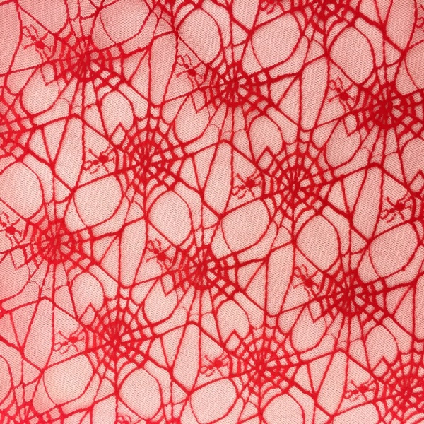 Halloween Fabric Red Spiders web